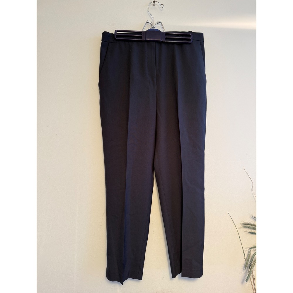 Theory Navy Blue HW Slim Crop Oxford Wool Trousers High‎ Rise Pants medium
